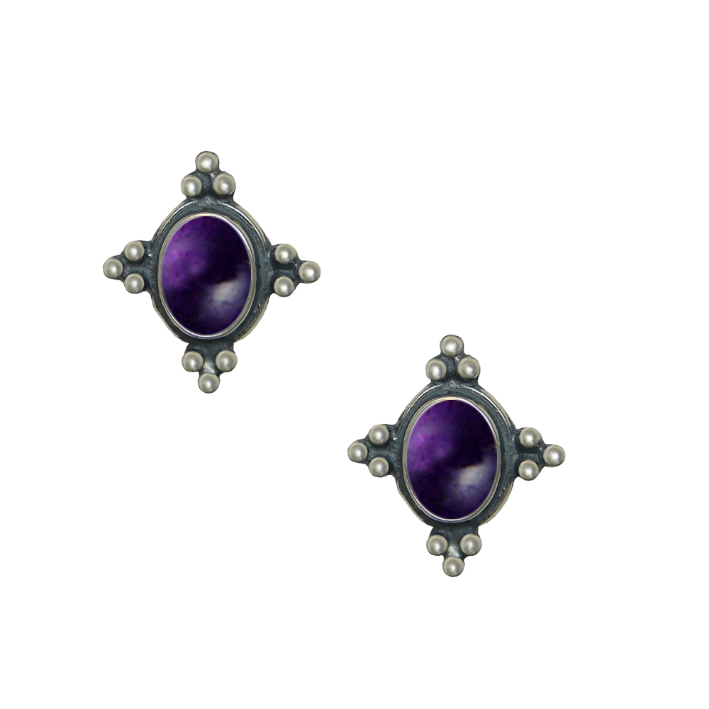 Sterling Silver Small Amethyst Post Stud Earrings